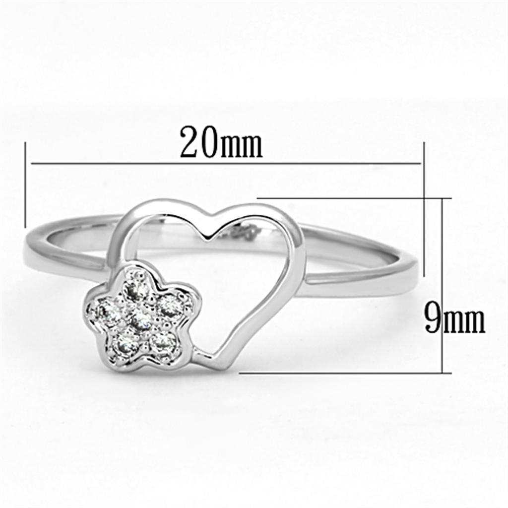 3W472 - Rhodium Brass Ring with AAA Grade CZ in Clear