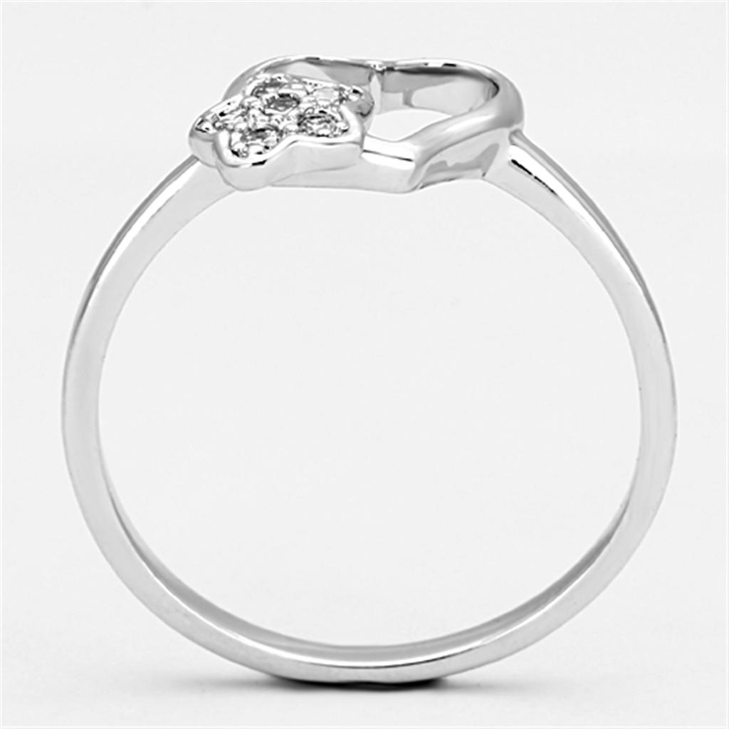 3W472 - Rhodium Brass Ring with AAA Grade CZ in Clear