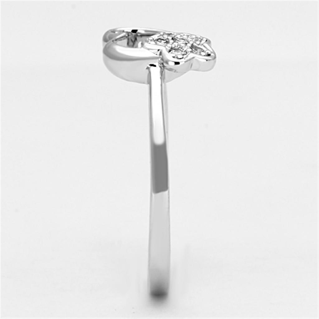 3W472 - Rhodium Brass Ring with AAA Grade CZ in Clear