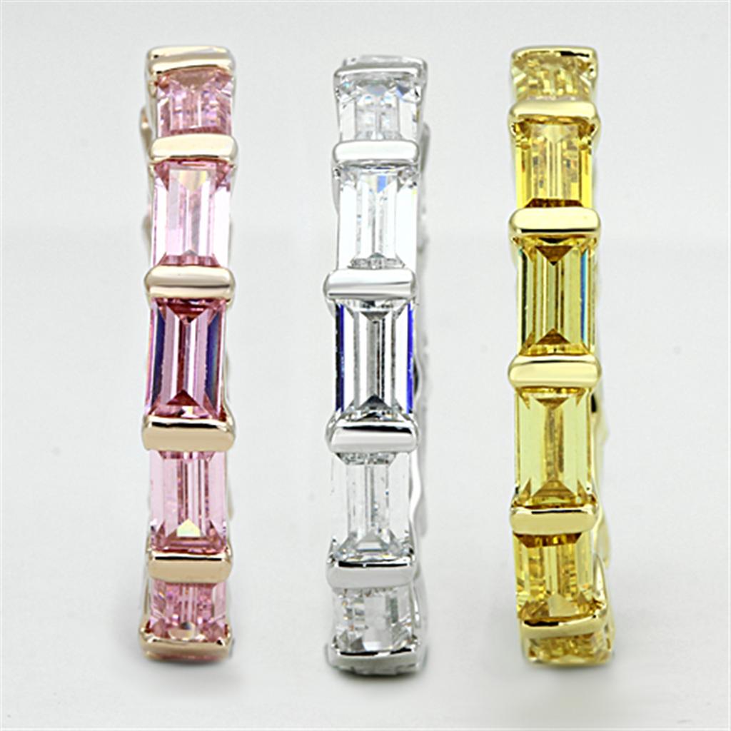 3W473 - Tricolor Brass Ring with AAA Grade CZ in Multi Color