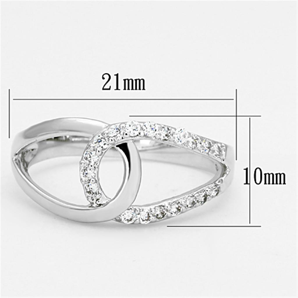 3W474 - Rhodium Brass Ring with AAA Grade CZ in Clear