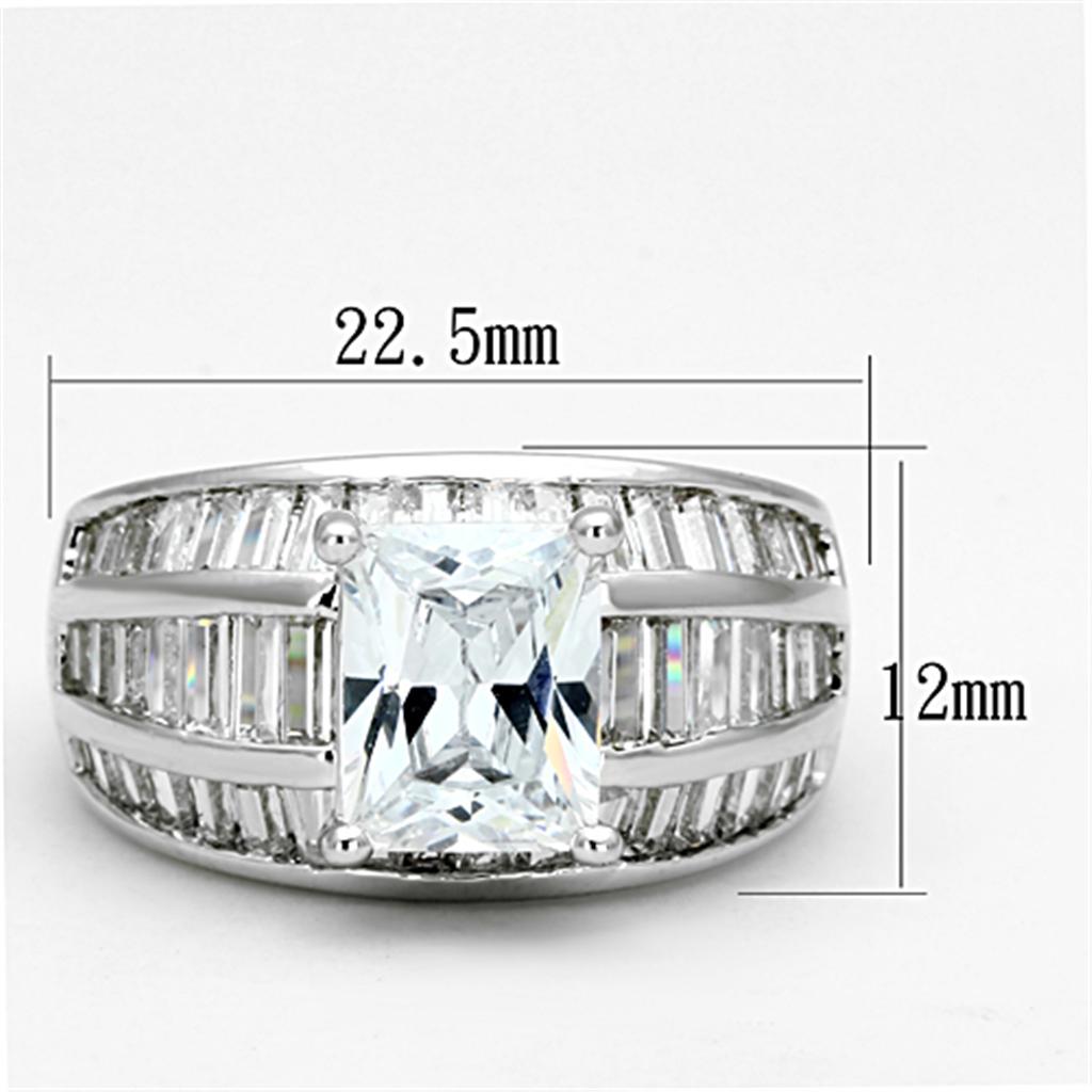 3W475 - Rhodium Brass Ring with AAA Grade CZ in Clear