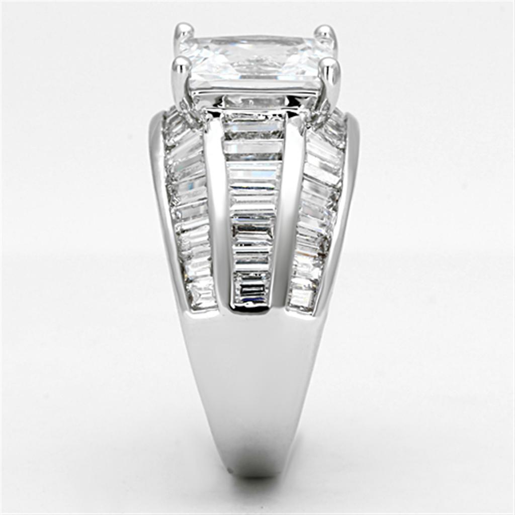 3W475 - Rhodium Brass Ring with AAA Grade CZ in Clear