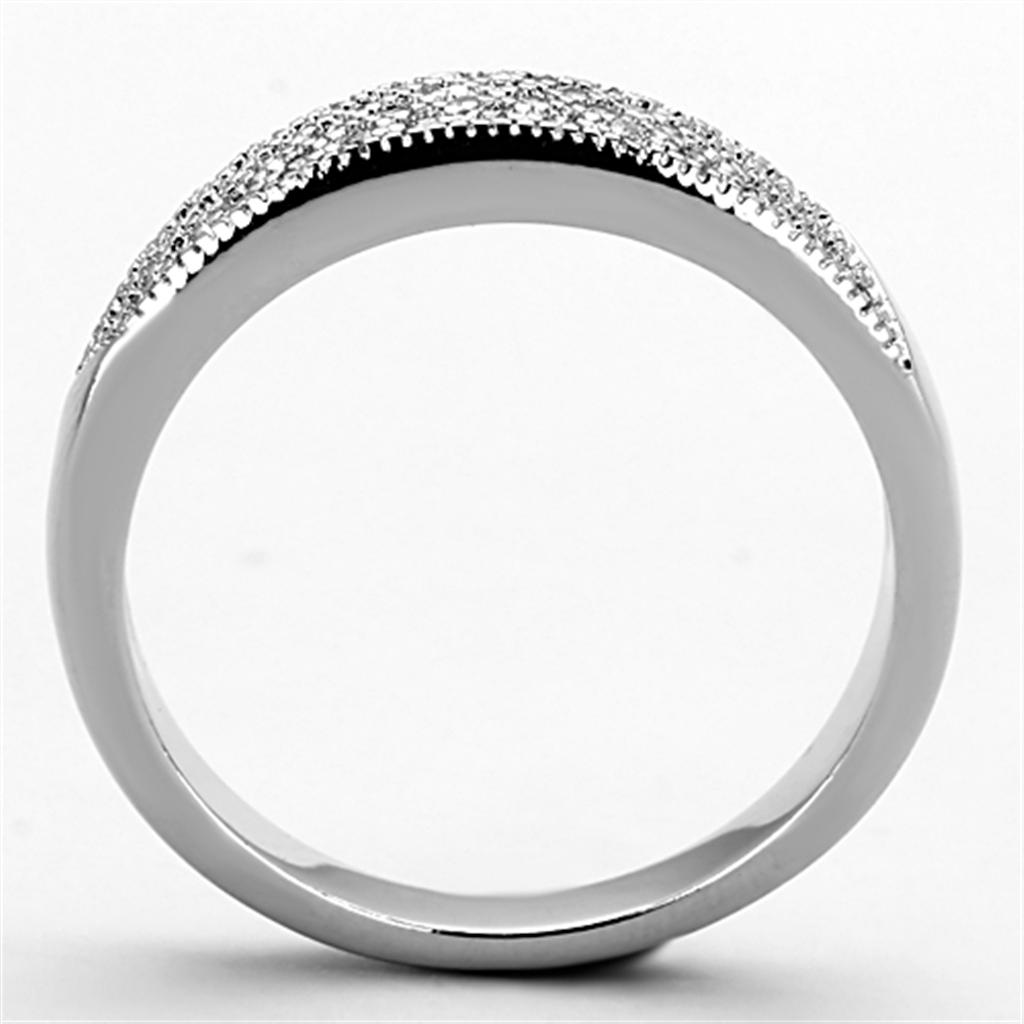 3W482 - Rhodium Brass Ring with AAA Grade CZ in Clear