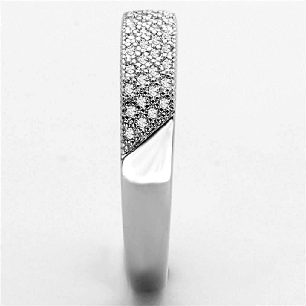 3W482 - Rhodium Brass Ring with AAA Grade CZ in Clear