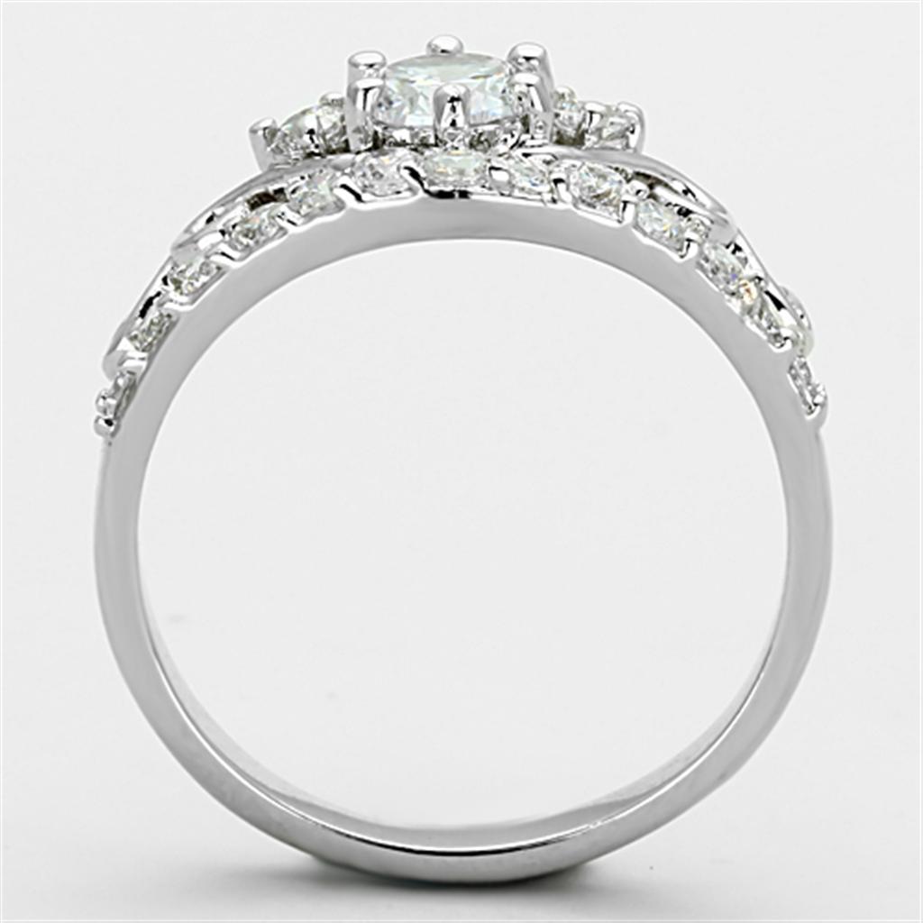 3W483 - Rhodium Brass Ring with Top Grade Crystal in Clear