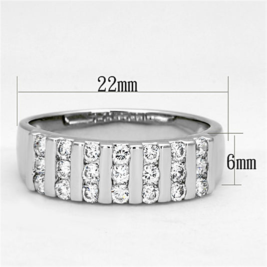 3W488 - Rhodium Brass Ring with AAA Grade CZ in Clear