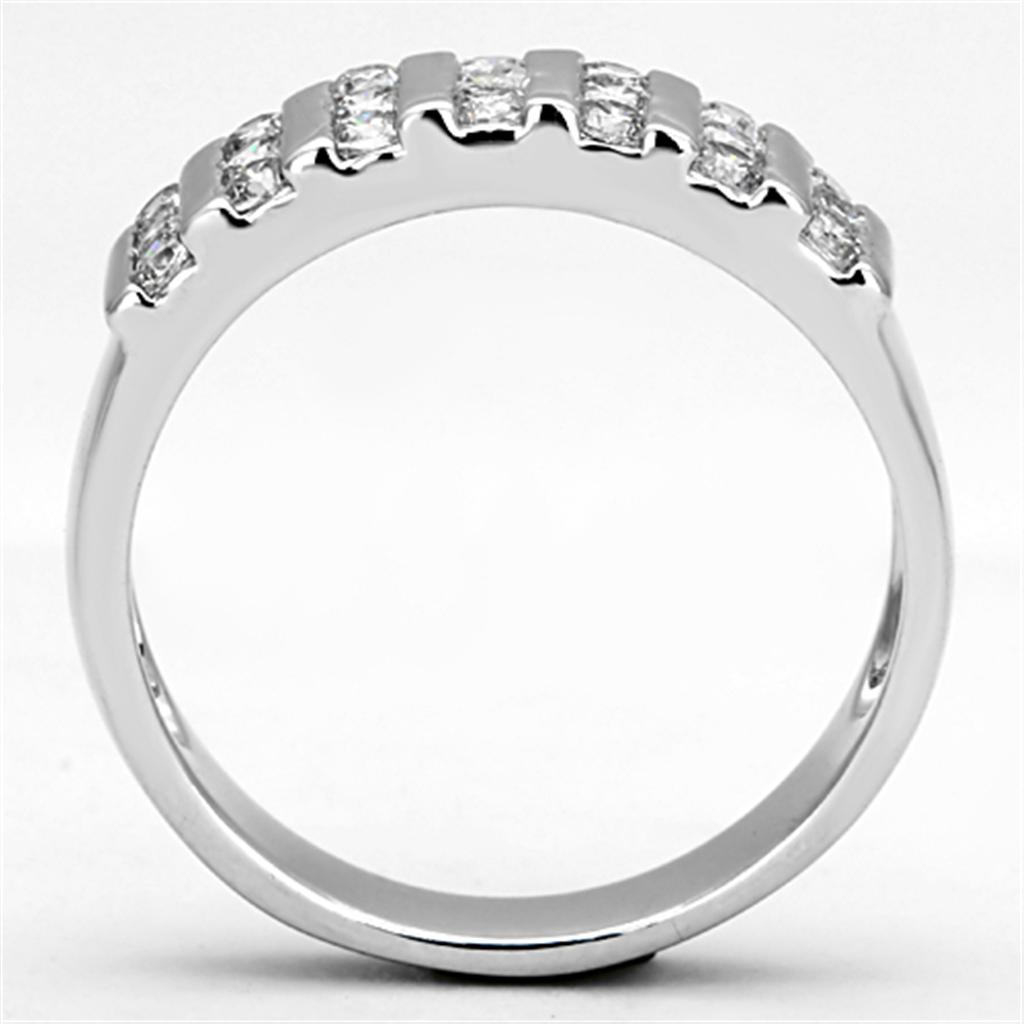 3W488 - Rhodium Brass Ring with AAA Grade CZ in Clear