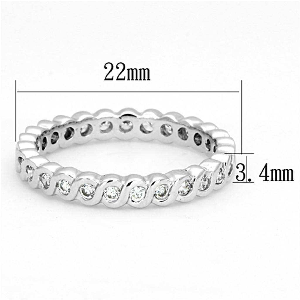 3W489 - Rhodium Brass Ring with AAA Grade CZ in Clear