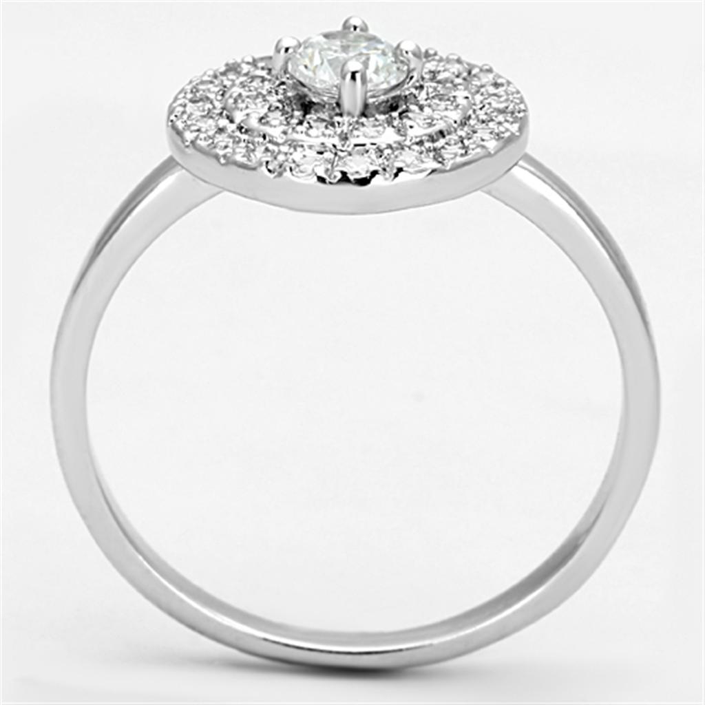3W493 - Rhodium Brass Ring with AAA Grade CZ in Clear