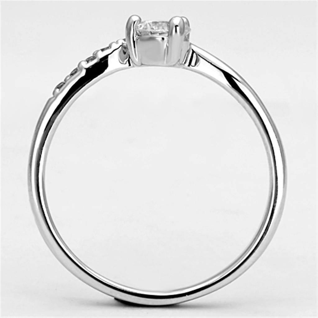 3W497 - Rhodium Brass Ring with AAA Grade CZ in Clear