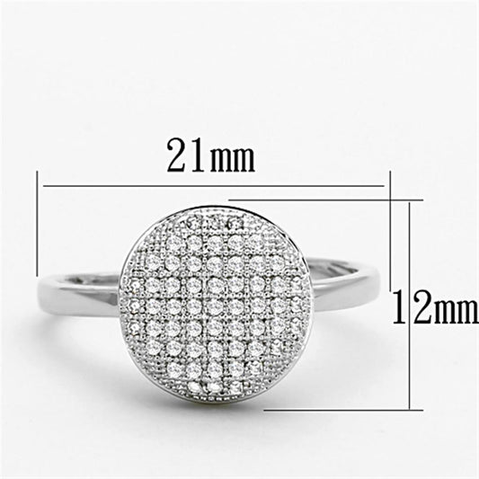 3W502 - Rhodium Brass Ring with AAA Grade CZ in Clear