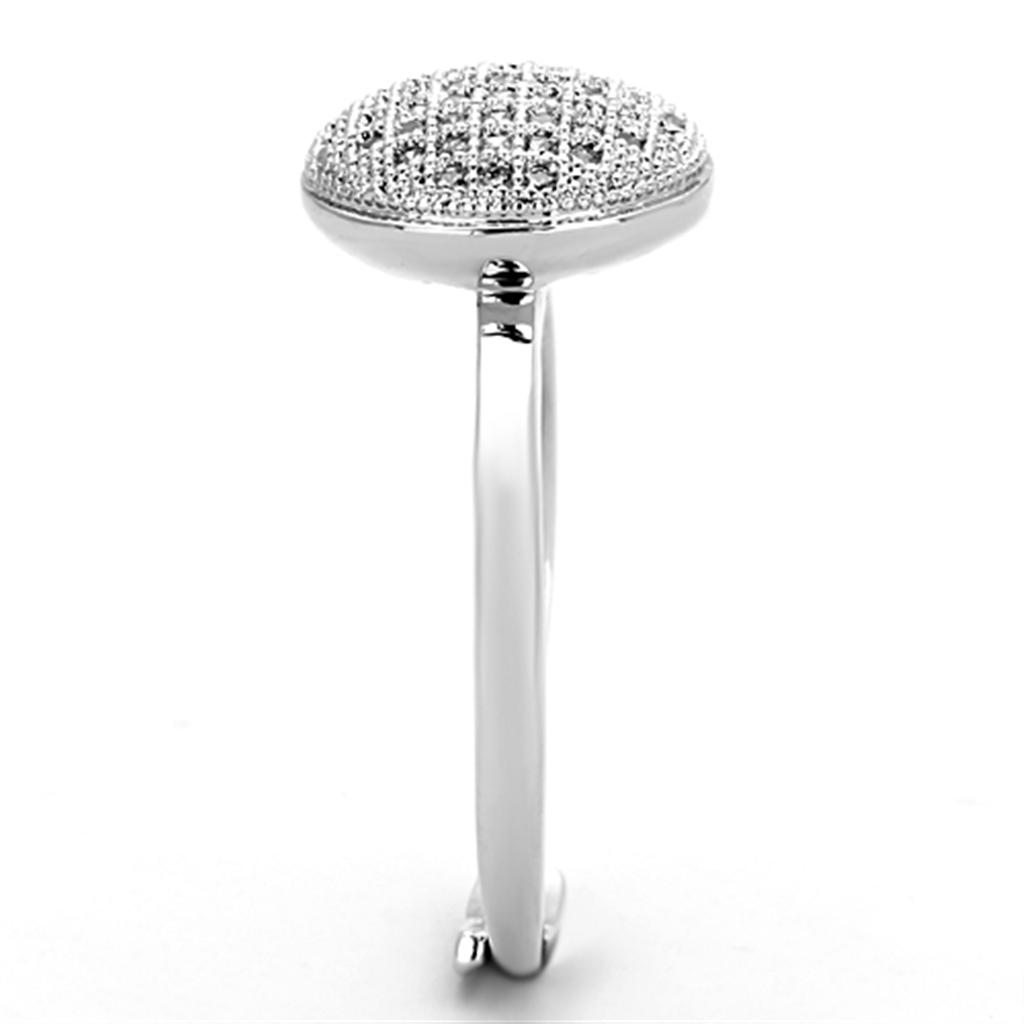 3W502 - Rhodium Brass Ring with AAA Grade CZ in Clear