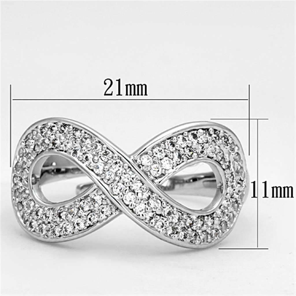 3W503 - Rhodium Brass Ring with AAA Grade CZ in Clear