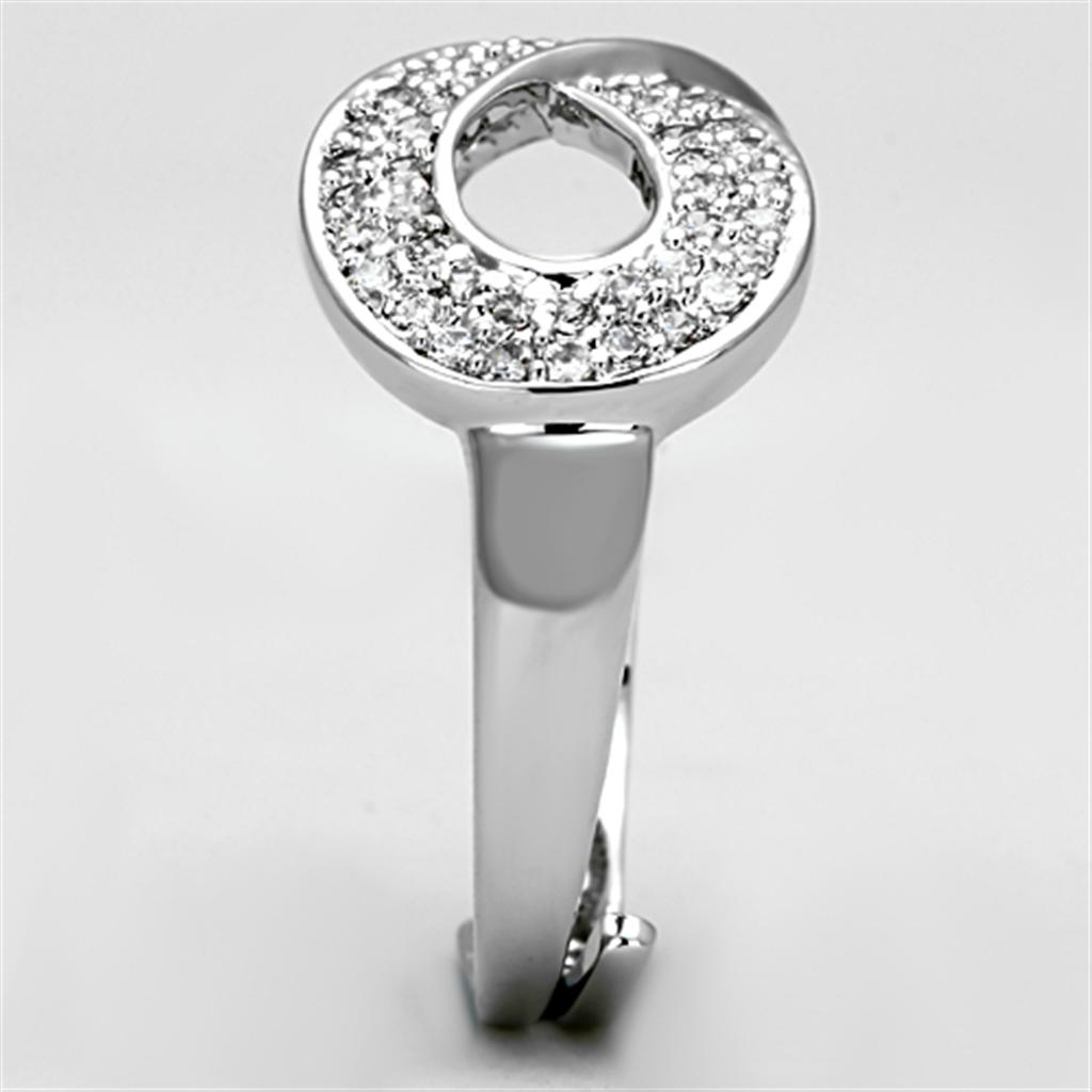 3W503 - Rhodium Brass Ring with AAA Grade CZ in Clear