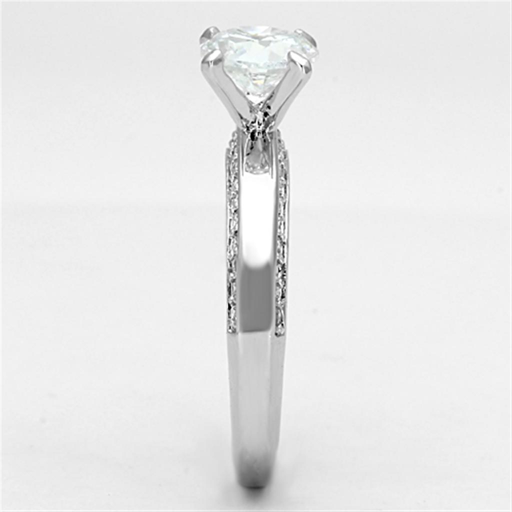 3W504 - Rhodium Brass Ring with AAA Grade CZ in Clear