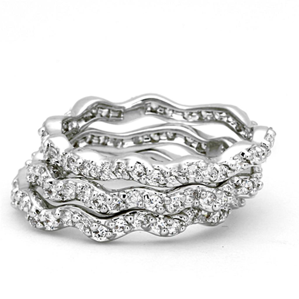 3W508 - Rhodium Brass Ring with AAA Grade CZ in Clear