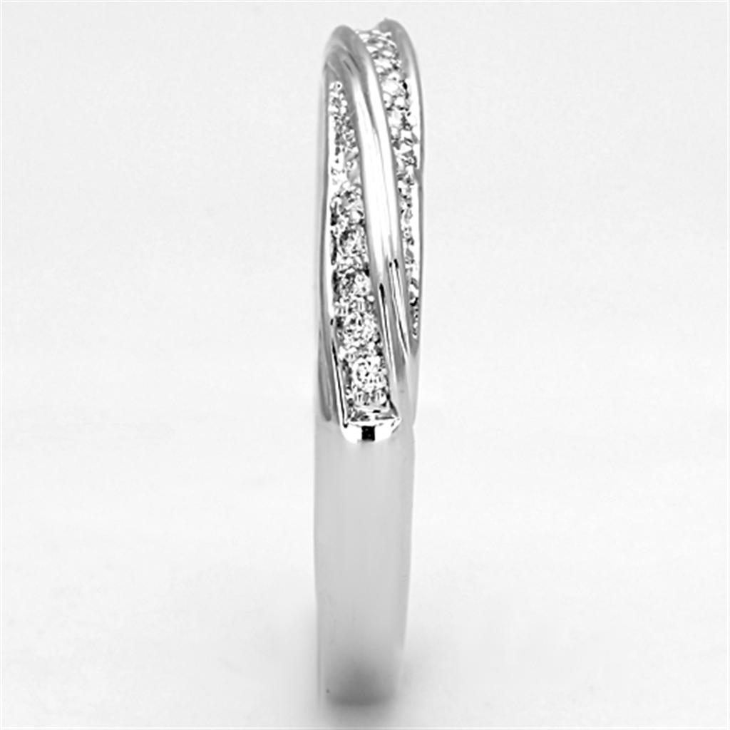 3W510 - Rhodium Brass Ring with AAA Grade CZ in Clear