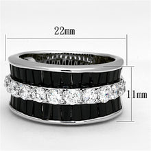 3W513 - Rhodium Brass Ring with AAA Grade CZ  in Black Diamond