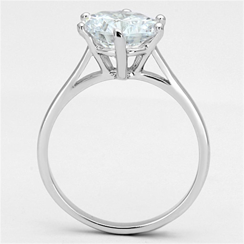 3W514 - Rhodium Brass Ring with AAA Grade CZ in Clear