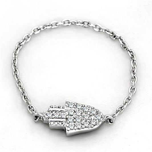 3W515 - Rhodium Brass Ring with AAA Grade CZ in Clear