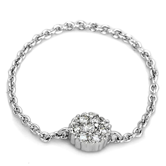 3W516 - Rhodium Brass Ring with AAA Grade CZ in Clear