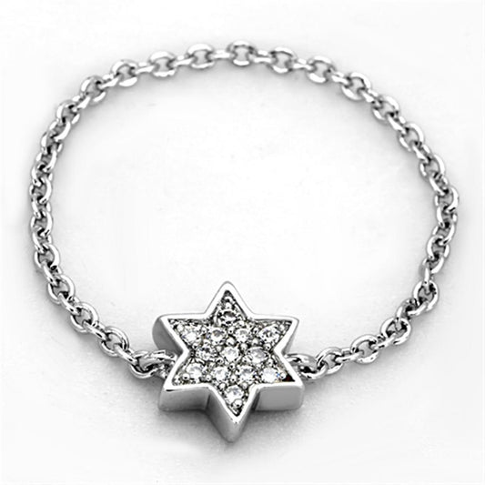 3W517 - Rhodium Brass Ring with AAA Grade CZ in Clear