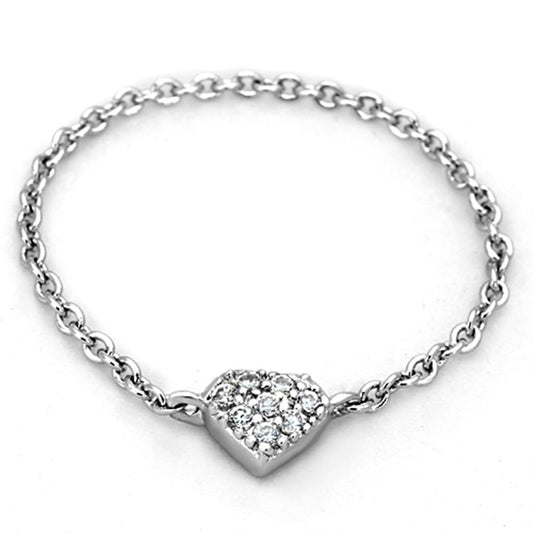 3W518 - Rhodium Brass Ring with AAA Grade CZ in Clear