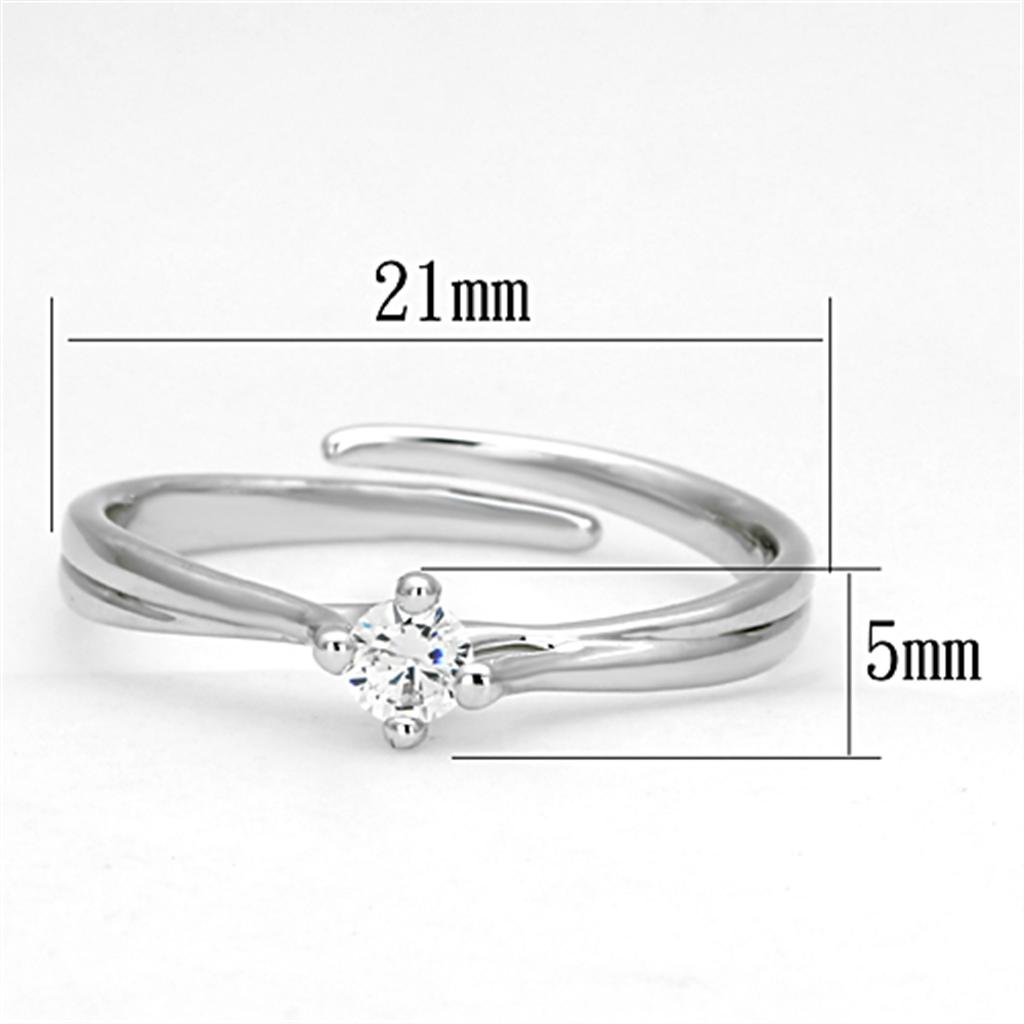 3W520 - Rhodium Brass Ring with AAA Grade CZ in Clear