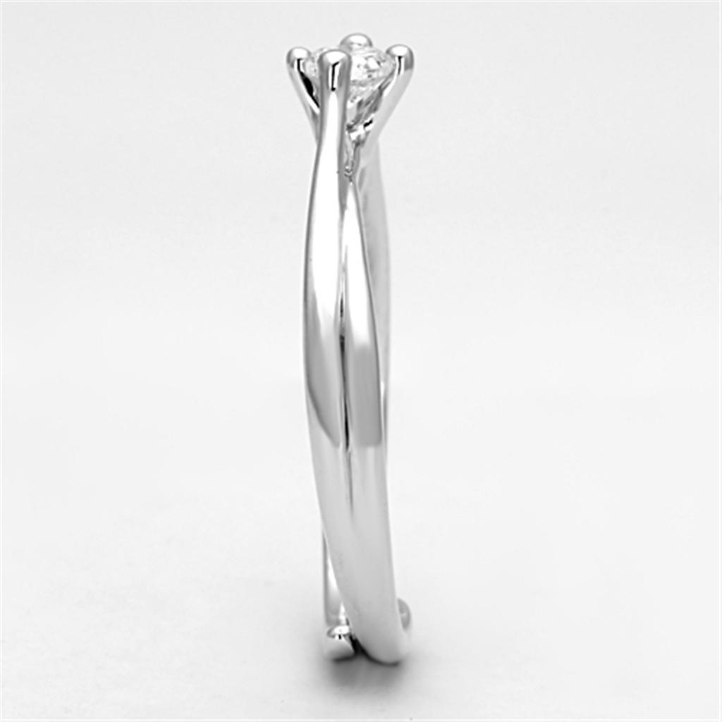 3W520 - Rhodium Brass Ring with AAA Grade CZ in Clear
