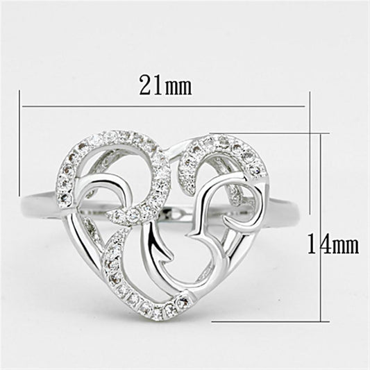 3W524 - Rhodium Brass Ring with AAA Grade CZ in Clear