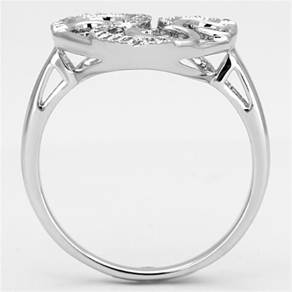 3W524 - Rhodium Brass Ring with AAA Grade CZ in Clear