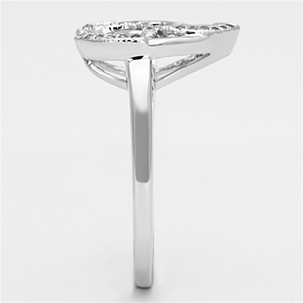 3W524 - Rhodium Brass Ring with AAA Grade CZ in Clear
