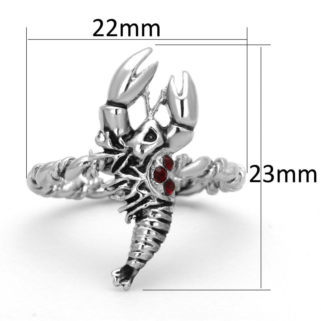 3W563 - Rhodium Brass Ring with Top Grade Crystal in Siam