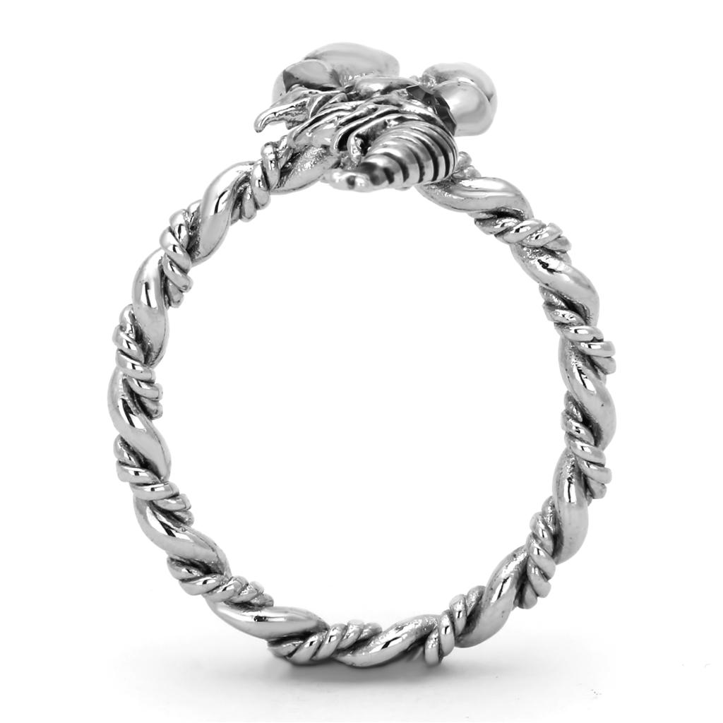 3W563 - Rhodium Brass Ring with Top Grade Crystal in Siam