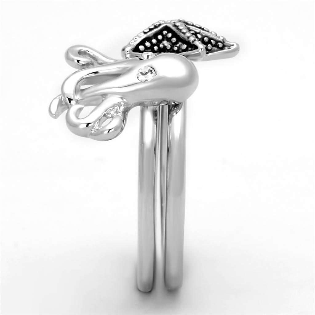 3W564 - Rhodium Brass Ring with Top Grade Crystal in Clear
