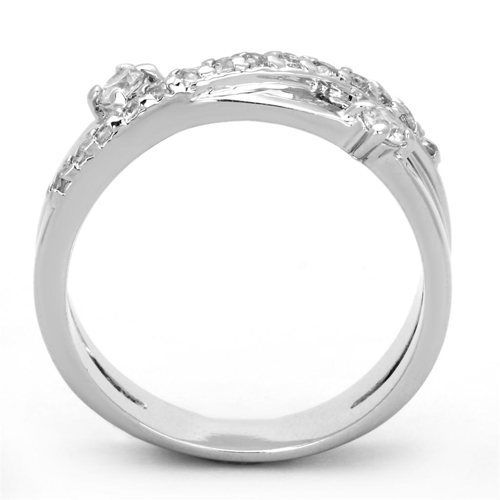 3W565 - Rhodium Brass Ring with AAA Grade CZ in Clear