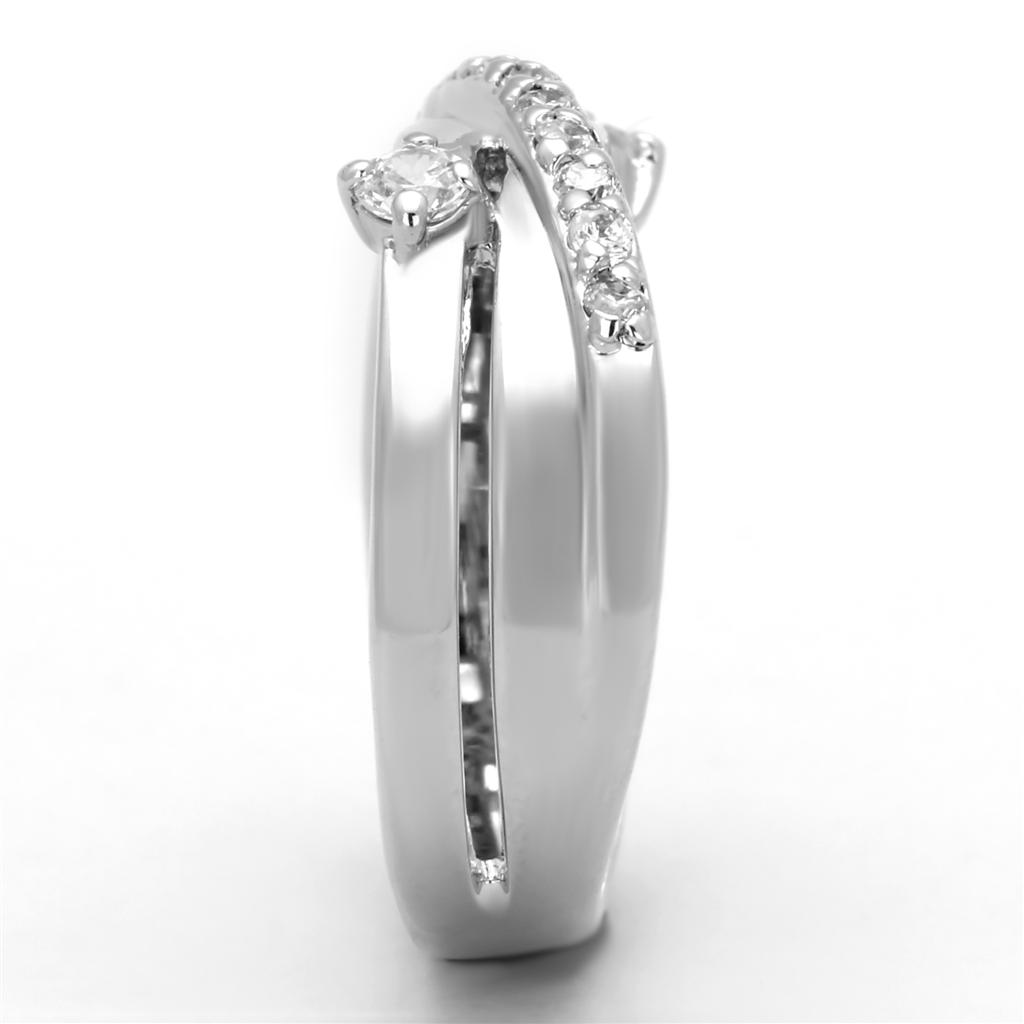 3W565 - Rhodium Brass Ring with AAA Grade CZ in Clear