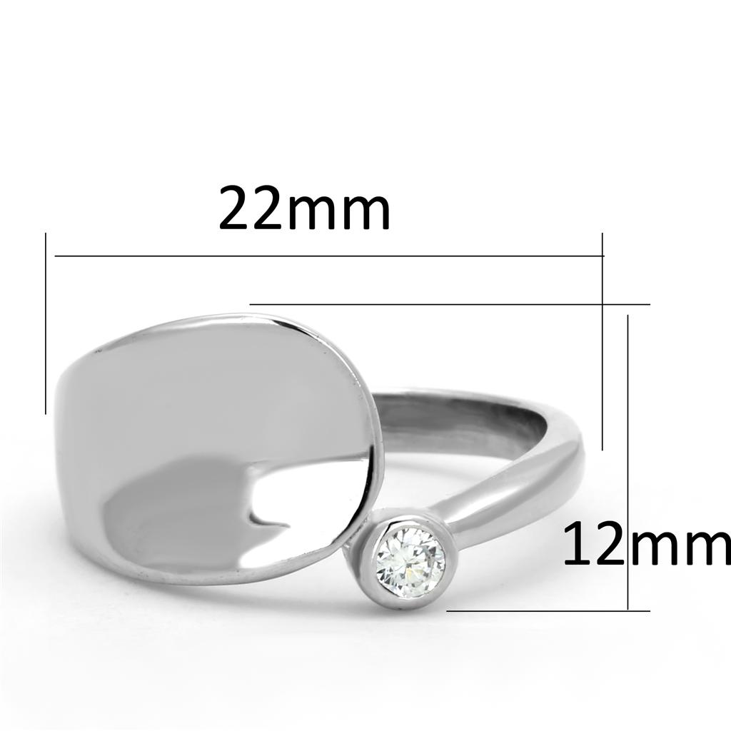 3W566 - Rhodium Brass Ring with AAA Grade CZ in Clear