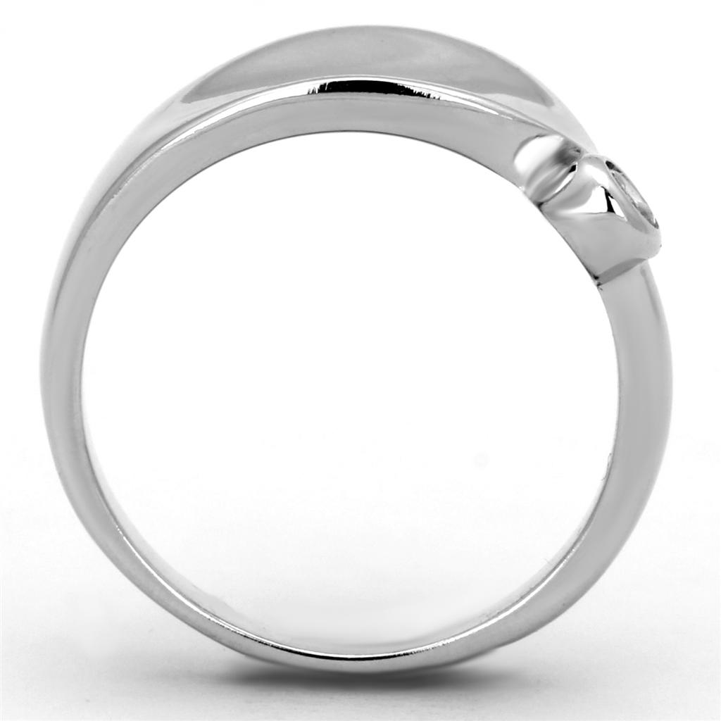 3W566 - Rhodium Brass Ring with AAA Grade CZ in Clear