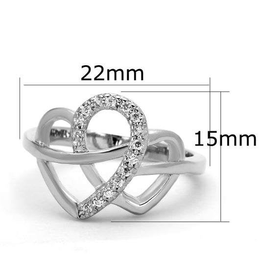 3W569 - Rhodium Brass Ring with AAA Grade CZ in Clear