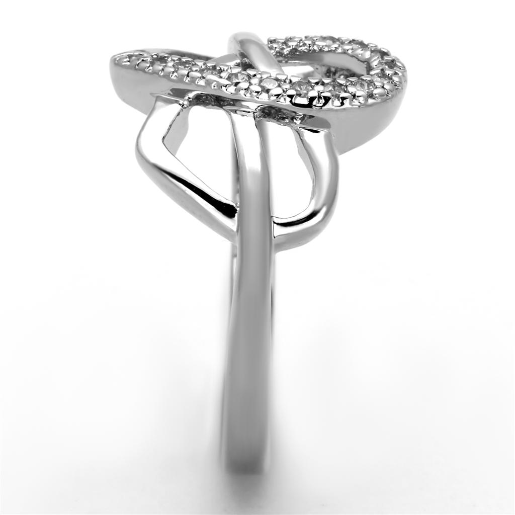 3W569 - Rhodium Brass Ring with AAA Grade CZ in Clear