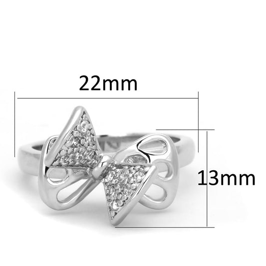 3W570 - Rhodium Brass Ring with AAA Grade CZ in Clear