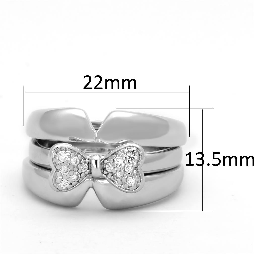 3W571 - Rhodium Brass Ring with AAA Grade CZ in Clear