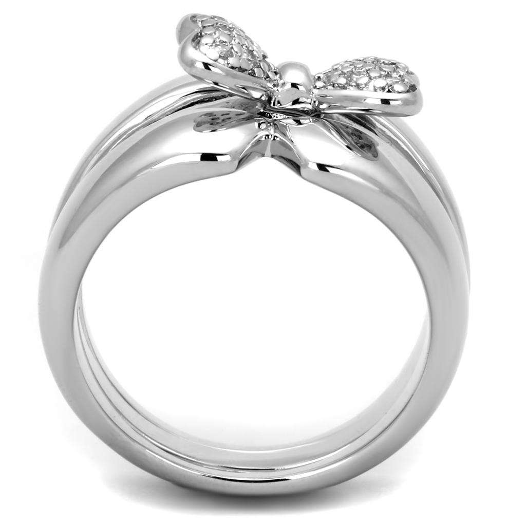 3W571 - Rhodium Brass Ring with AAA Grade CZ in Clear