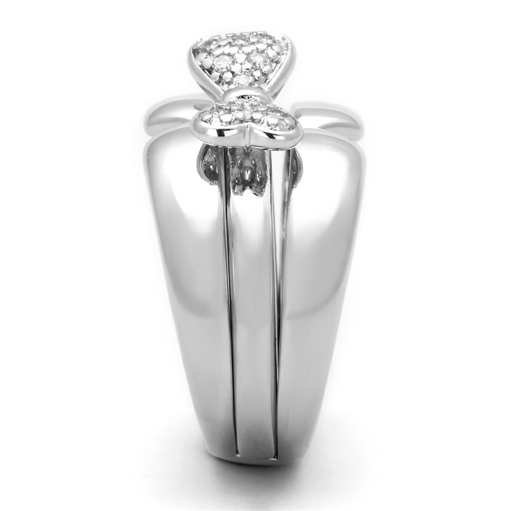 3W571 - Rhodium Brass Ring with AAA Grade CZ in Clear