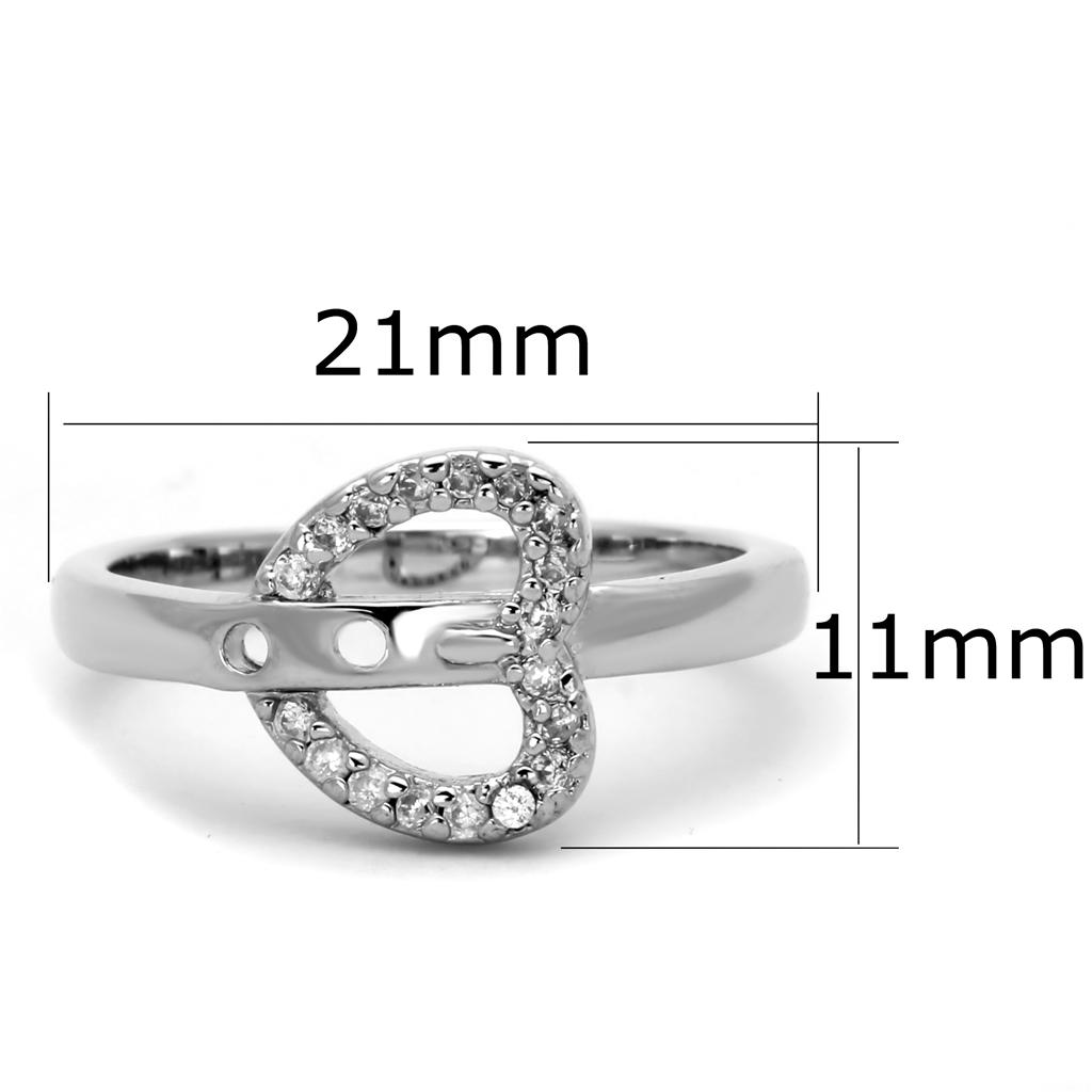3W573 - Rhodium Brass Ring with AAA Grade CZ in Clear