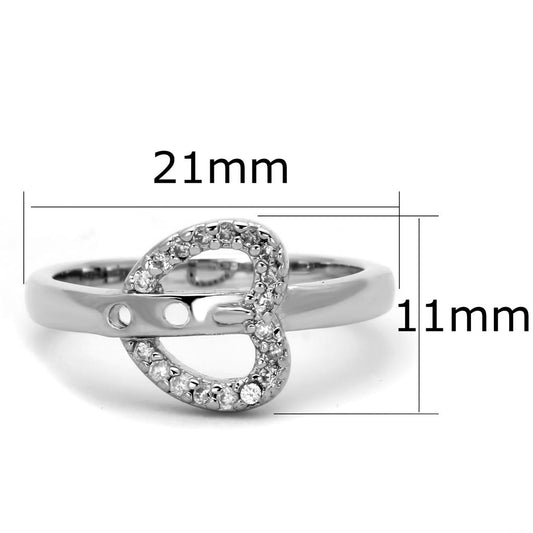 3W573 - Rhodium Brass Ring with AAA Grade CZ in Clear