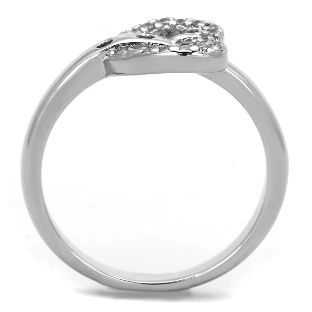 3W573 - Rhodium Brass Ring with AAA Grade CZ in Clear