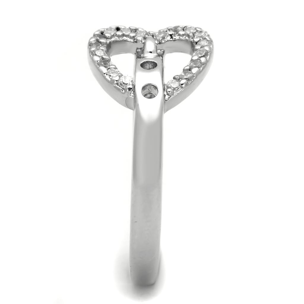 3W573 - Rhodium Brass Ring with AAA Grade CZ in Clear
